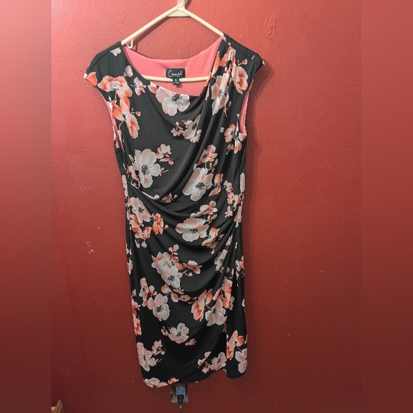 connected apparel Dresses & Skirts - Connected Apparel Black and Pink Floral Midi Dress